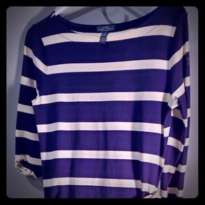 Blue and white dress with stripes